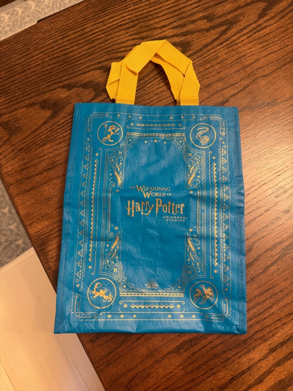 Universal Studios Harry Potter Wizarding World Blue Gold Reusable Tote Bag